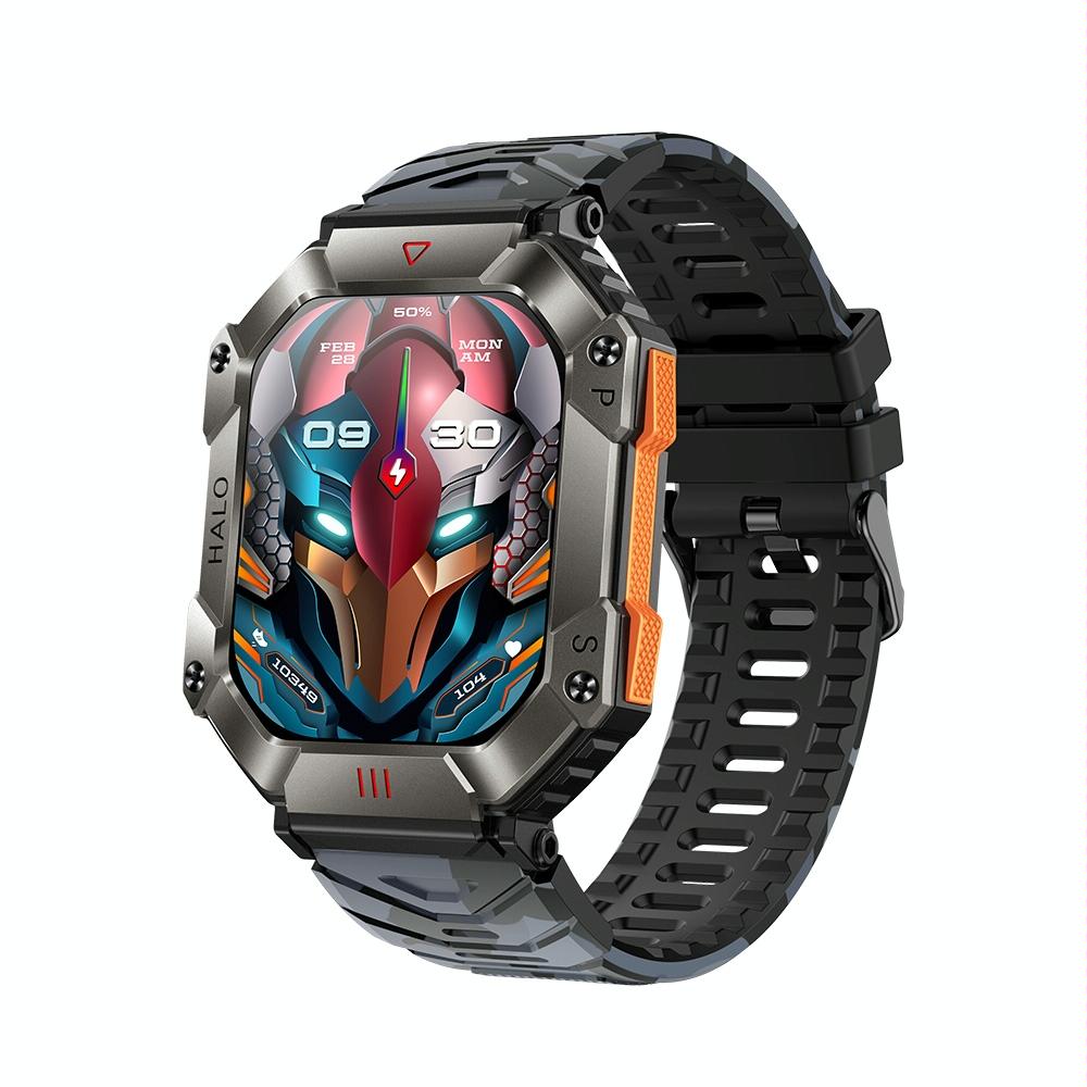 V562-E107196600ADE-202504252005-00 2.0 Inch Bt5.1 Ip67 Sport Smart Watch Support Bluetooth Call / Sleep / Blood Oxygen / Heart Rate / Blood Pressure Health Monitor - Black + Camouflage - Image 1