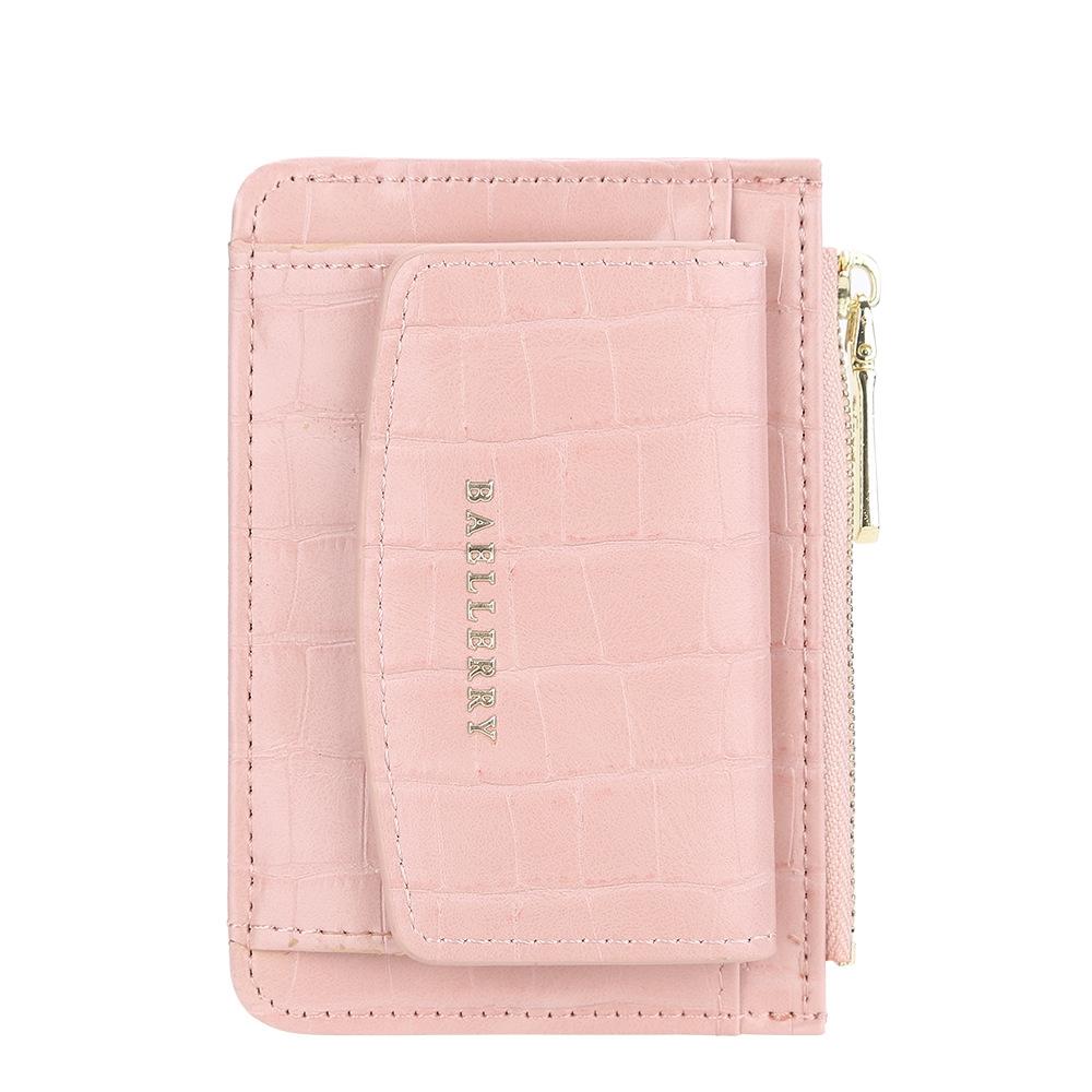 V562-E1089393060DBT-202503280306-00 Multifunctional Crocodile Card Holder With Zipper Small Coin Purse - Pink - Image 1