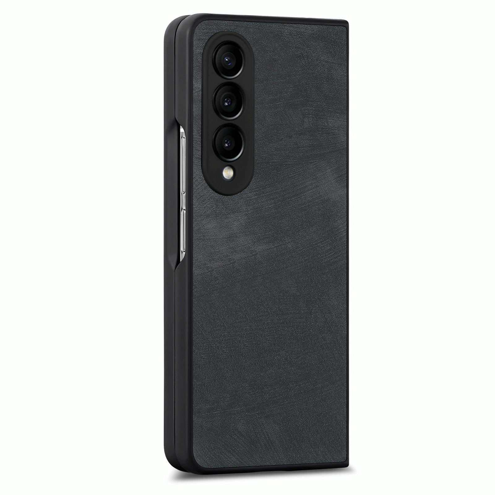 V562-E208113200AYS-202503211426-00 For Samsung Galaxy Z Fold4 5G Vintage Leather Fold Case - Black - Image 1