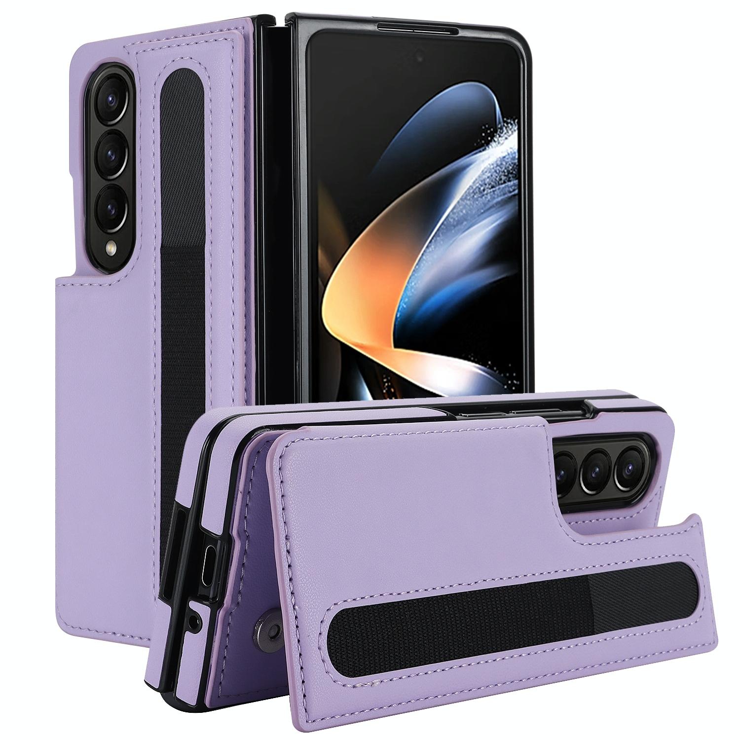 V562-E208741500ADE-202505221921-00 For Samsung Galaxy Z Fold4 5G Double Buckle Phone Case With Pen Slots - Purple - Image 1