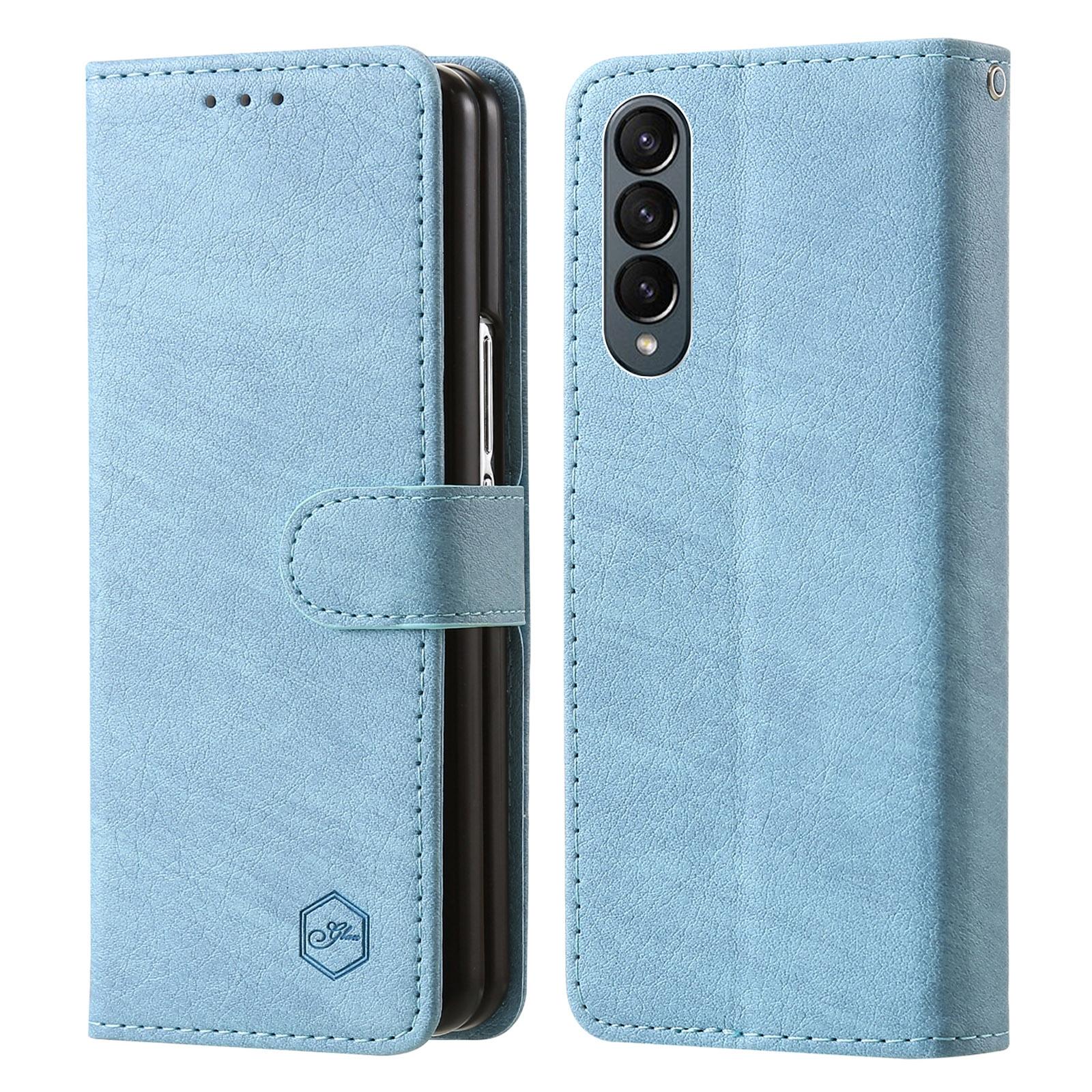 V562-E501396500ADE-202505221847-00 For Samsung Galaxy Z Fold4 5G Leather Texture Phone Case - Pu Tpu - Light Blue - Image 1