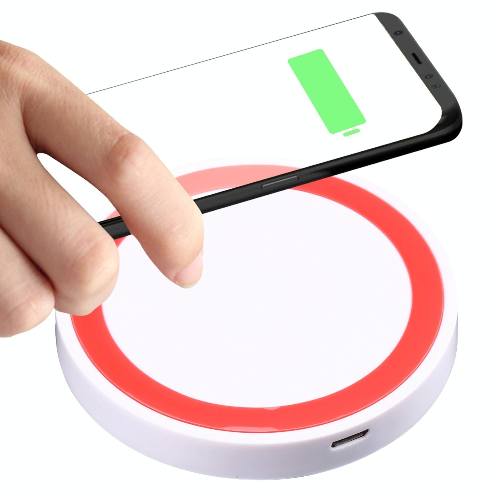 V562-E9983-SCS-S-202504211923-00 Universal 5W Round Wireless Charger - White + Red - Image 1