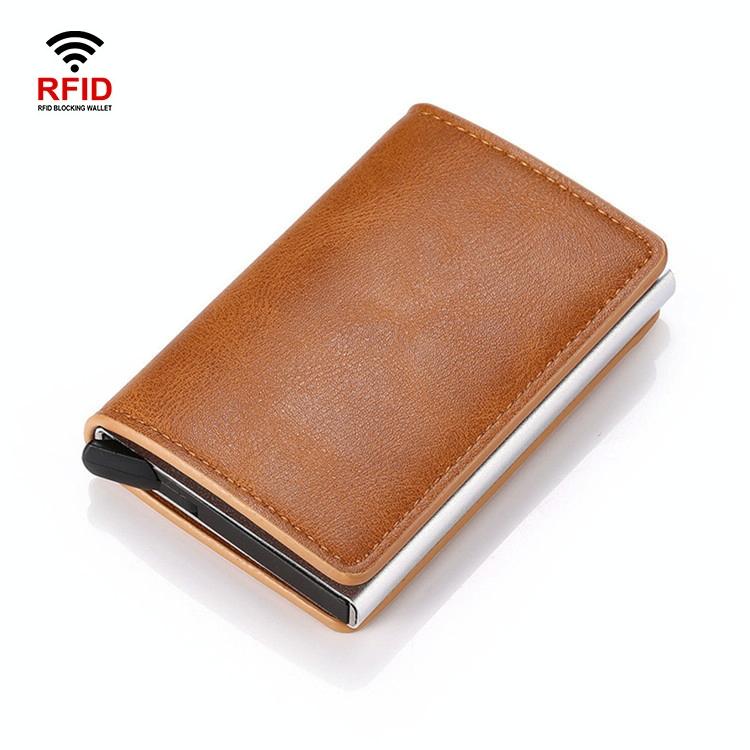 V562-F1032193060DBT-202505291512-00 Automatic Rfid Blocking Card Holder with Coin Pocket - Brown - Image 1
