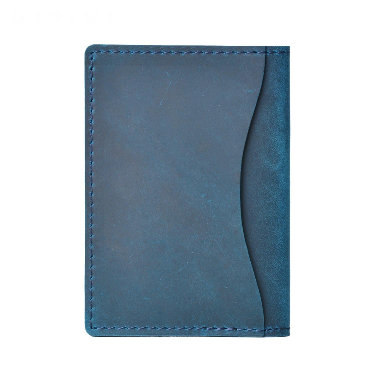 V562-F1064988950DBT-202503280215-00 Minimalist Cowhide Card Holder Compact Wallet For Bank & Membership Cards - Blue - Image 1