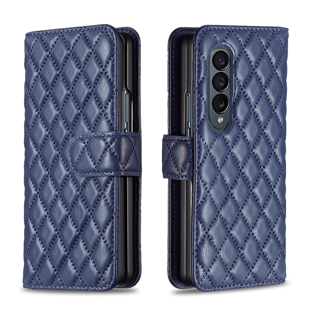 V562-F109165300ADE-202505291335-00 For Samsung Galaxy Z Fold4 5G Diamond Lattice Flip Wallet Case - Blue - Image 1