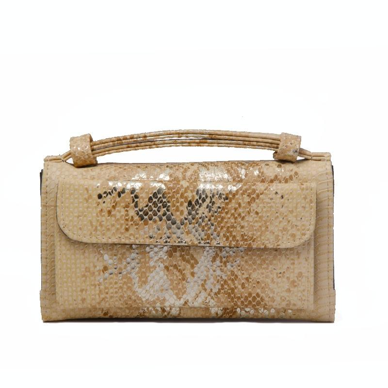 V562-F1098022750DBT-202504021920-00 Sequin Snake Print Wrist Bag - Multifunctional Chain Wallet - Gold - Image 1