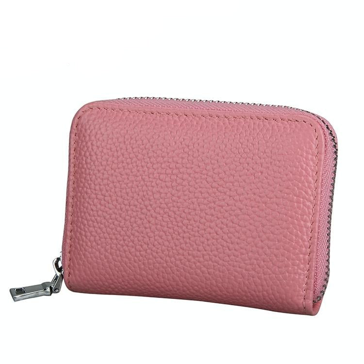 V562-F9165BCC-202504021922-00 Anti-magnetic Rfid Leather Zip Wallet - Zipper Closure - Pink - Image 1