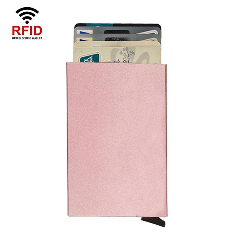V562-G1066593060DBT-227069-00 Metal Rfid Card Holder Wallet - Compact Design - Rose Gold - Image 1