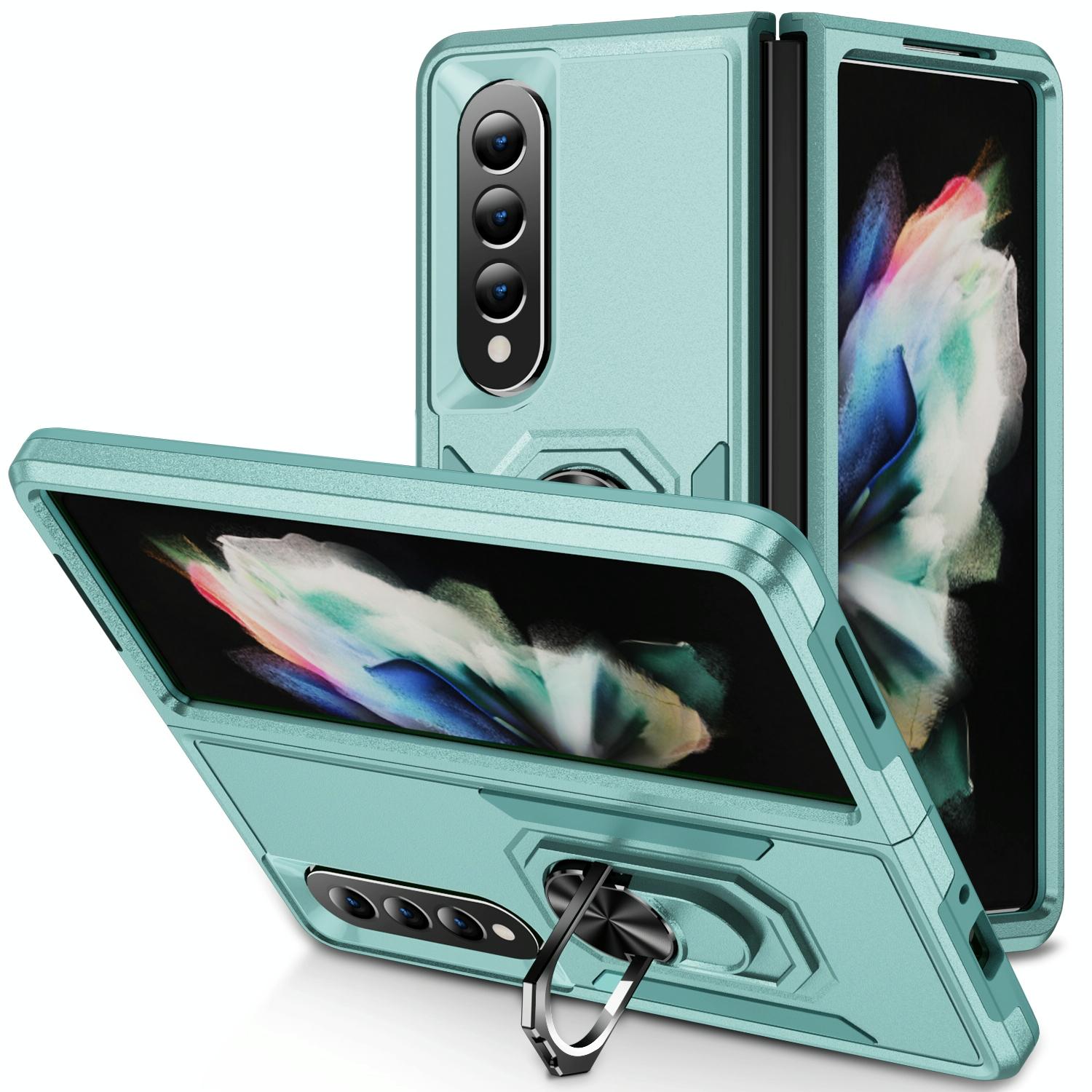 V562-G109154300ADE-202505291226-00 For Samsung Galaxy Z Fold4 5G Shockproof Case With Holder - Pc Tpu - Green - Image 1