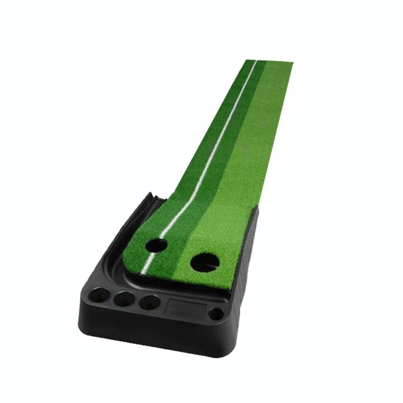 V562-G8974GO-202503041711-00 2.5m Golf Mini Putting Mat with Push Rod Trainer - Fairway Green - Image 1