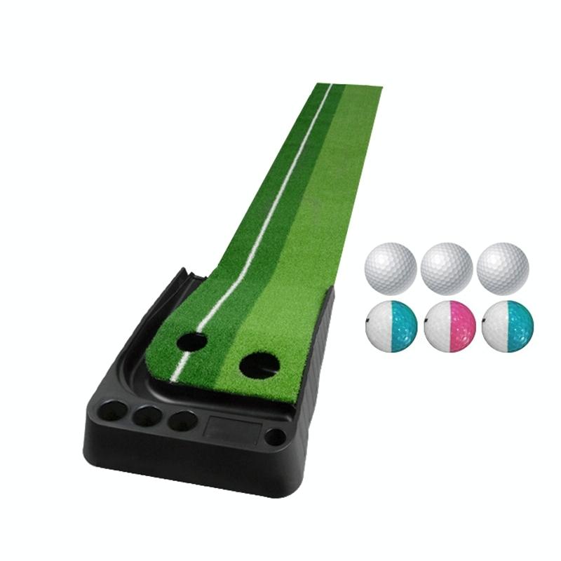 V562-G9974GO-202503041715-00 2.5m Golf Putting Mat with Push Rod Trainer & 6 Balls - no Auto Return - Image 1
