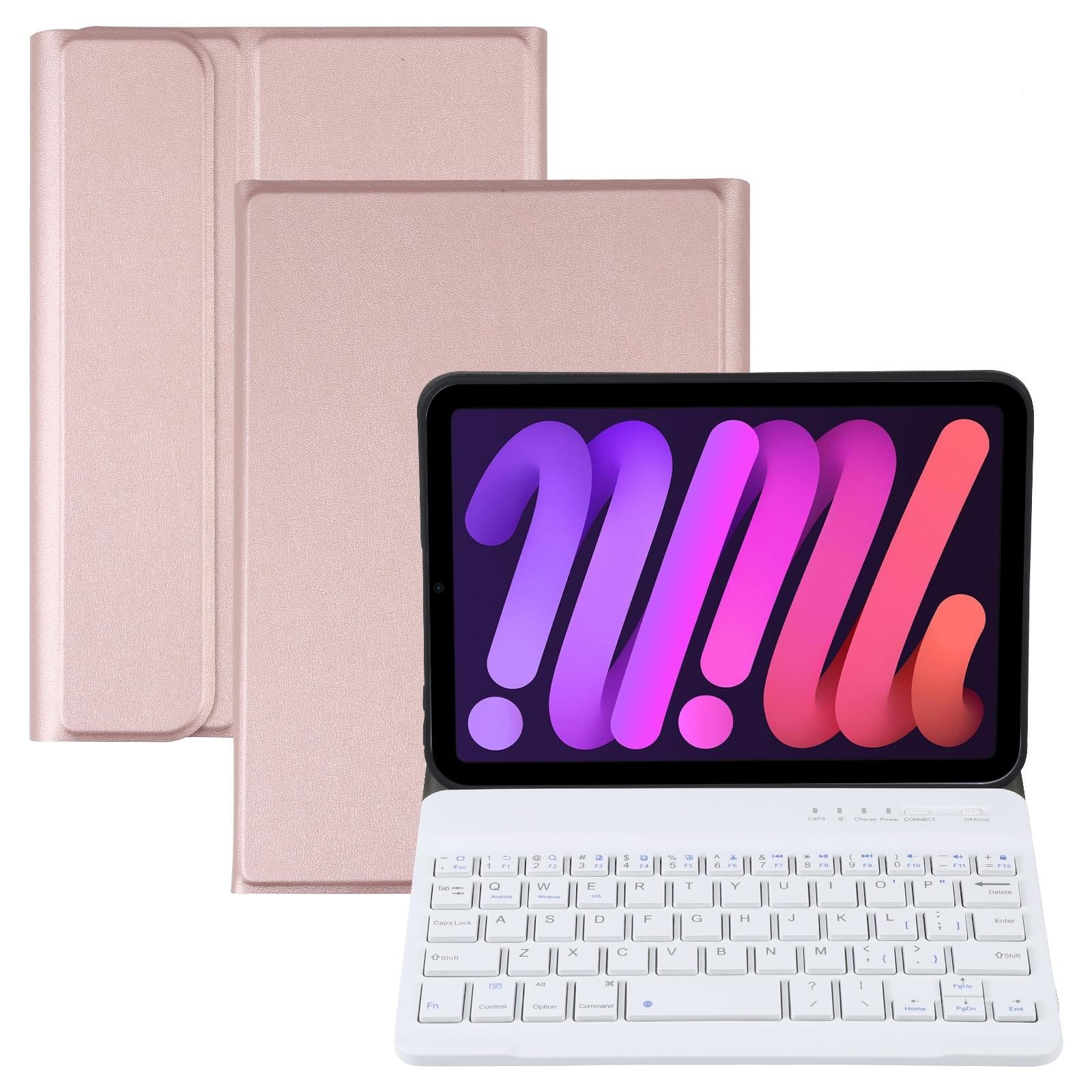V562-GR6460CMW-202504292032-00 Ultra-Thin Detachable Bluetooth Keyboard Leather Case For Ipad Mini 6 - Rose Gold - Image 1