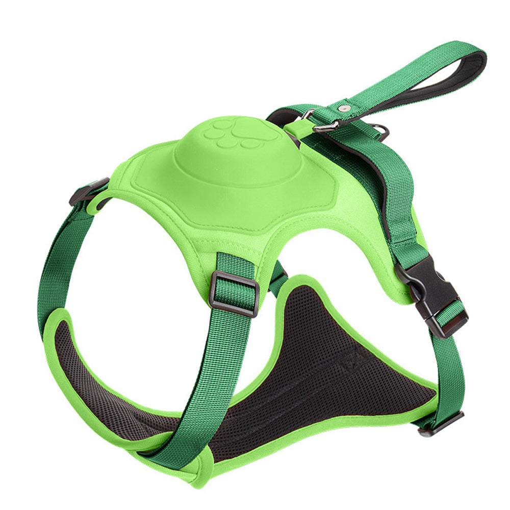 V562-GU23-TA135GREENM-202503261926-00 Vibe Geeks Ultimate 2-in-1 Reflective No-pull Dog Harness with Retractable Leash and Control Handle - Green - M - Image 1