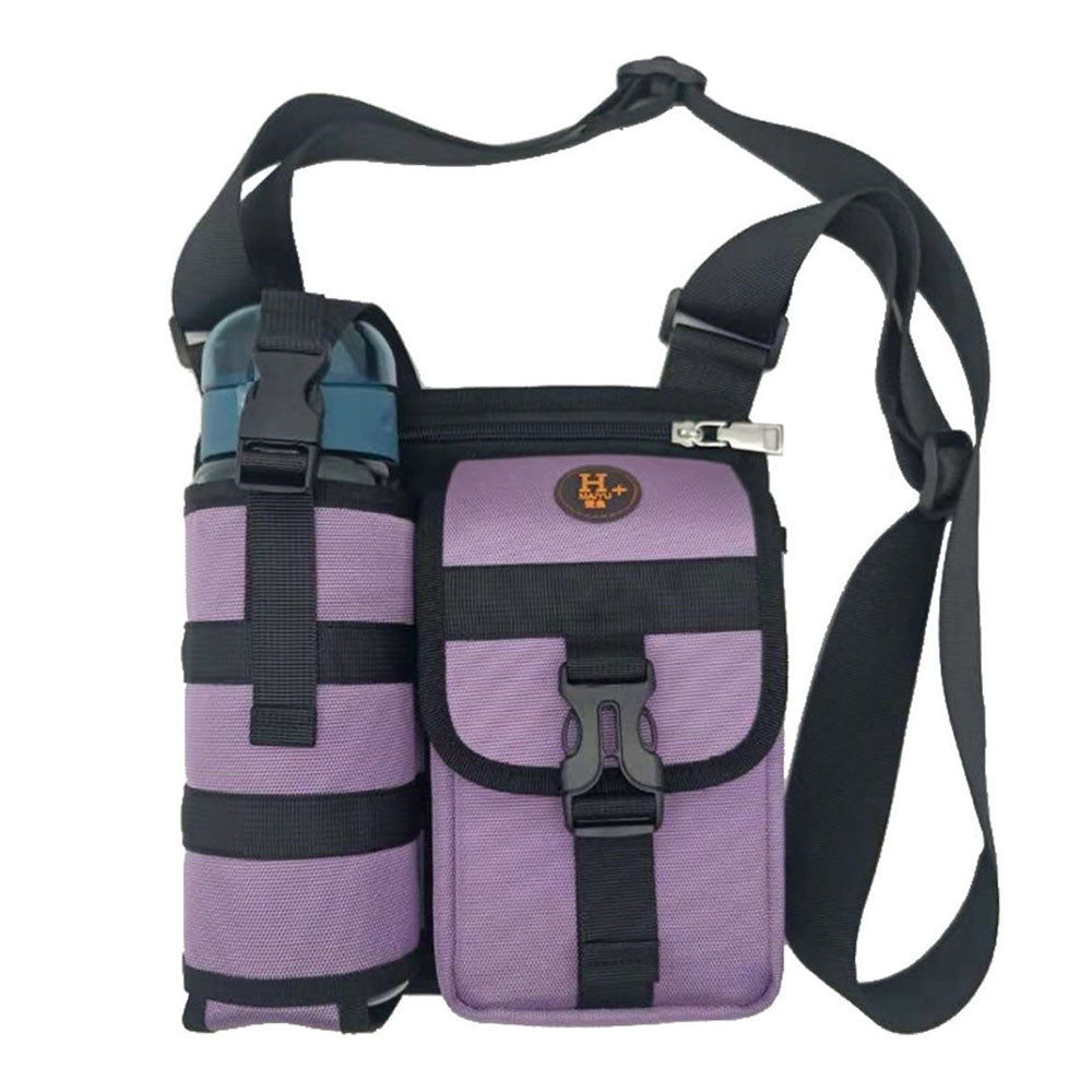 V562-GU24-JA308PURPLE-202503280205-00 Vibe Geeks Waterproof Camping Wear Resistant Chest Crossbody Sling Shoulder Bags with Water Bottle Holder - Purple - Image 1