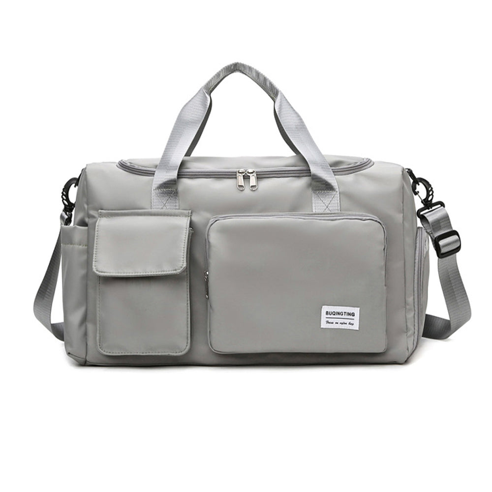 V562-GU24-JA437GREY-202503261937-00 Vibe Geeks Waterproof and Lightweight Zipper Sports Gym Bag with Shoe Compartment - Grey - Image 1