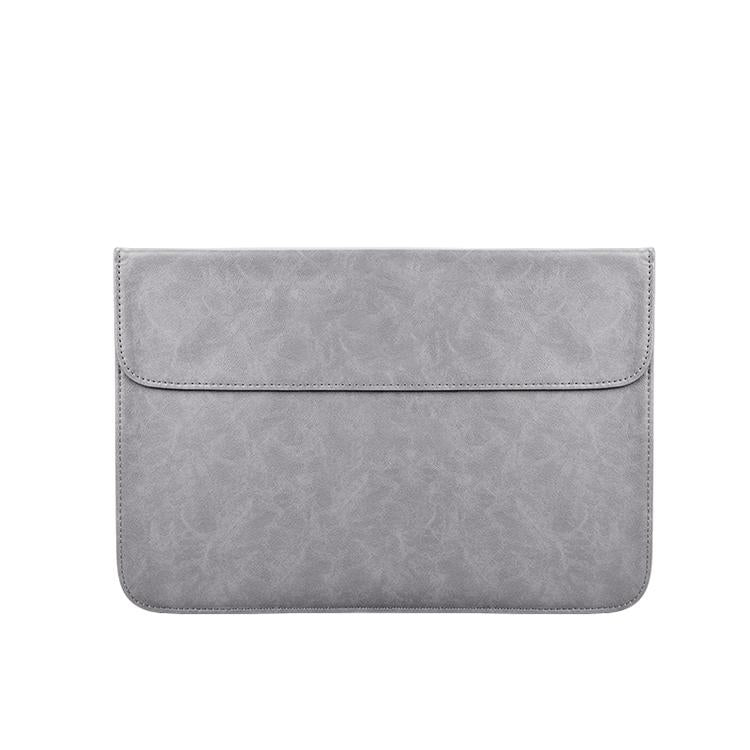 V562-H0010BL-202504021941-00 Horizontal Magnetic Leather Laptop Inner Bag - Invisible Buckle - Grey - Image 1