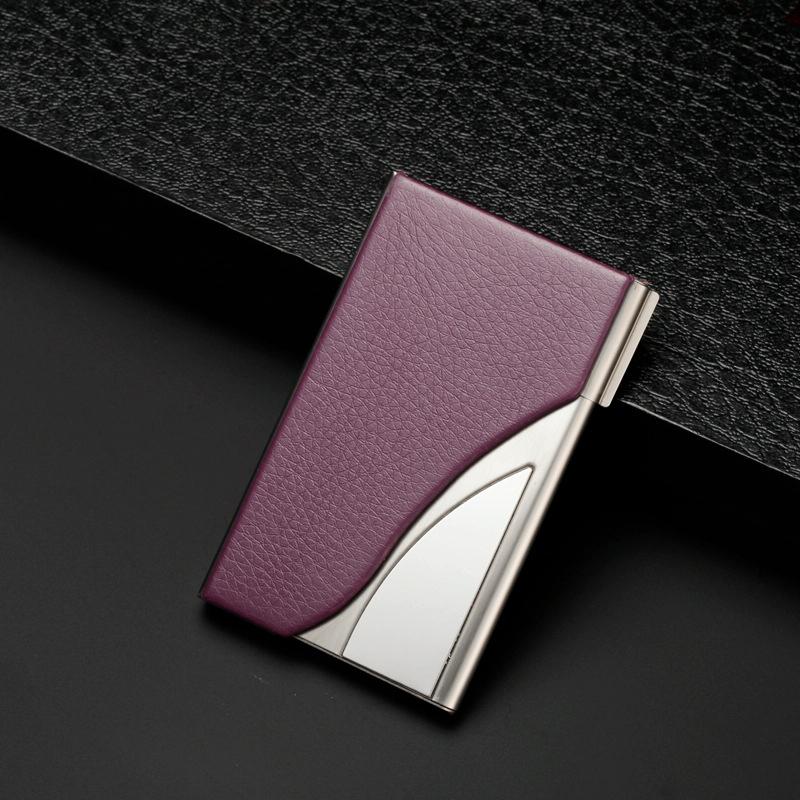 V562-H1036022750DBT-202503281926-00 Stainless Steel Business Card Case Large Capacity - Litchi Purple - Image 1