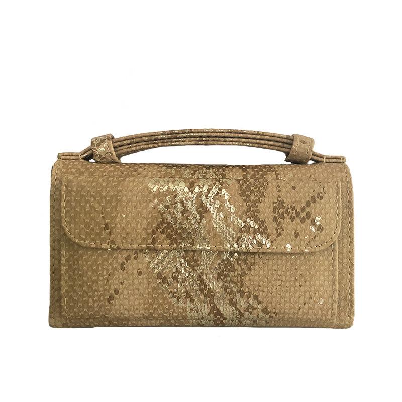 V562-H1098022750DBT-202504021920-00 Sequin Snake Print Wrist Bag - Multifunctional Chain Wallet - Khaki - Image 1