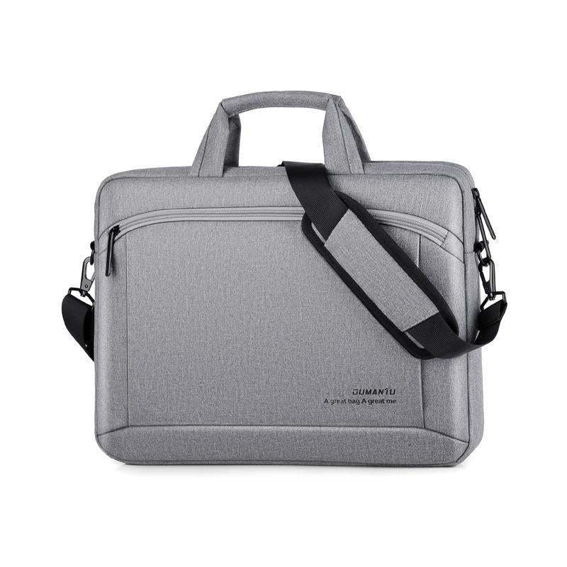 V562-HL8242GO-202502281831-00 Portable 15 Inch Laptop Leather Handbag For Business Briefcase - Light Grey - Image 1