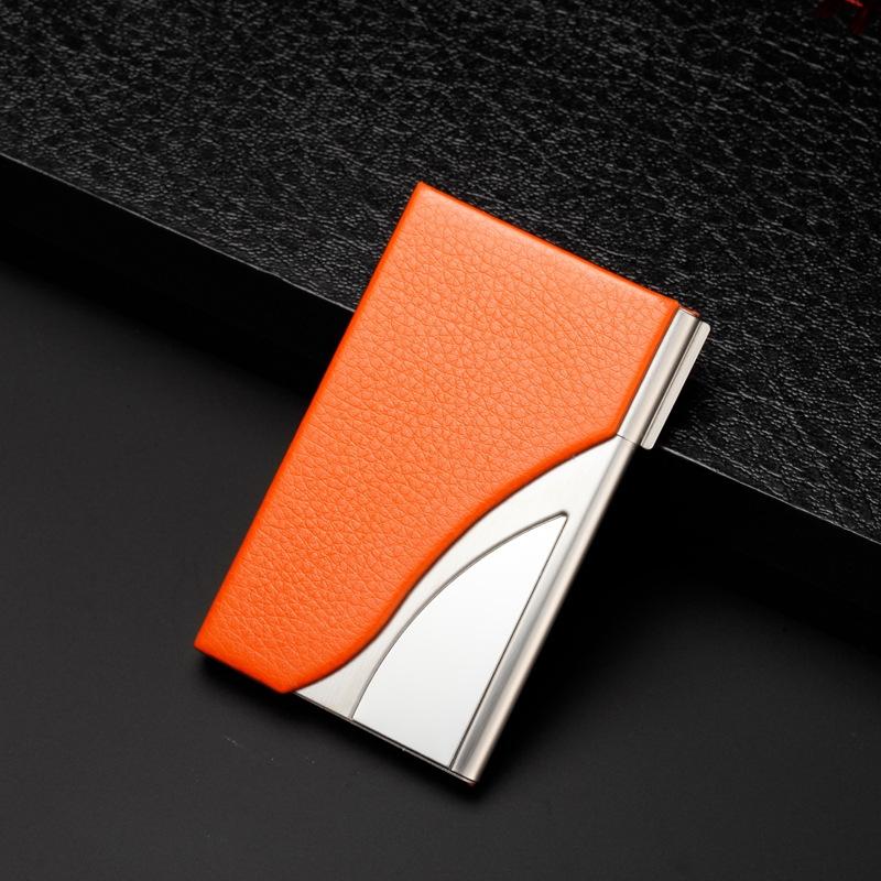 V562-I1036022750DBT-202503281925-00 Stainless Steel Business Card Case Large Capacity - Litchi Orange - Image 1