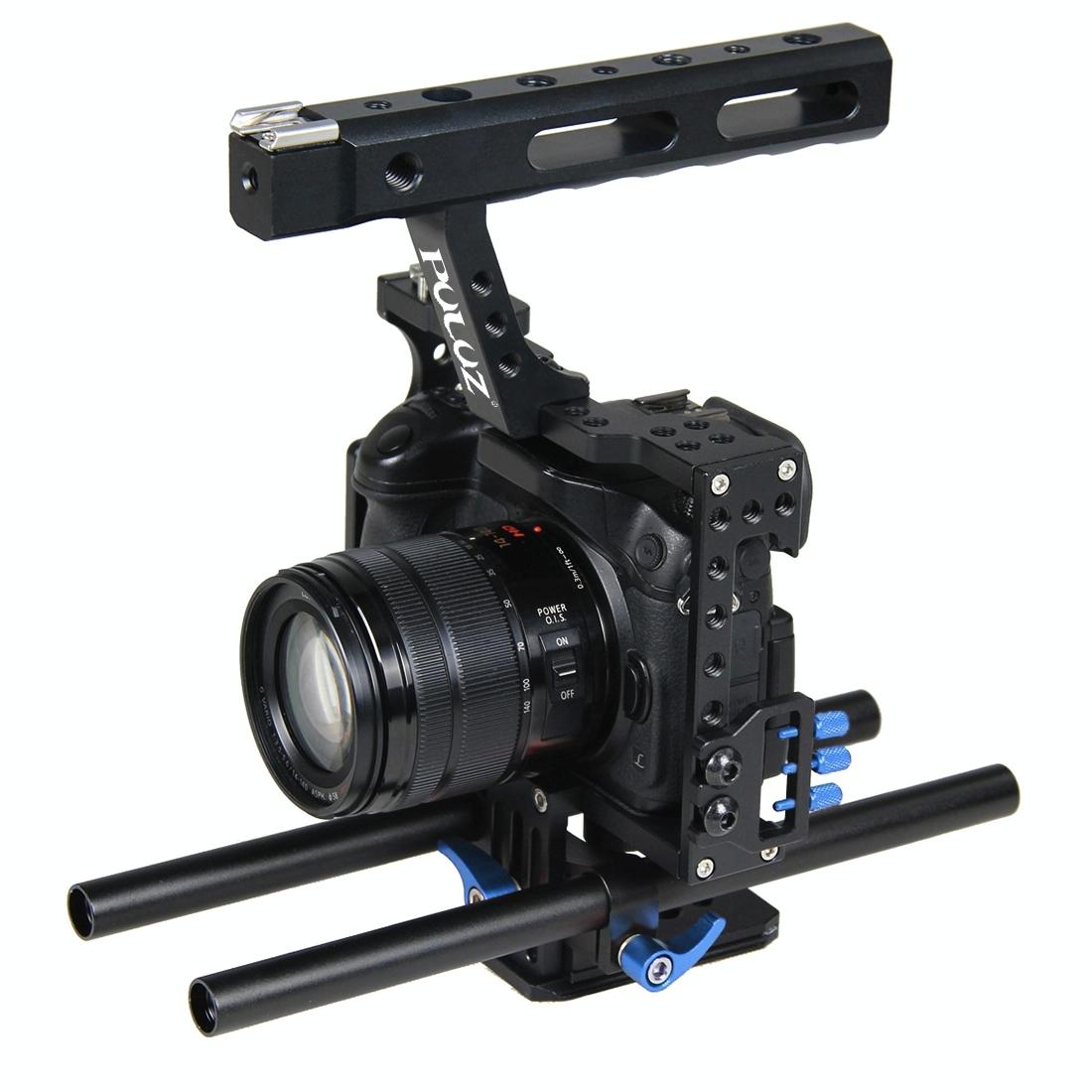 V562-L0103UP-202502212255-00 Camera Cage Stabilizer With Handle - Blue for Sony A7 / A7S / A7R - Image 1