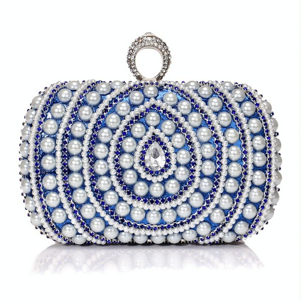 V562-L7692BCC-202502272020-00 Stylish Pearl Handbag for Fashion Banquets and Parties - Blue - Image 1