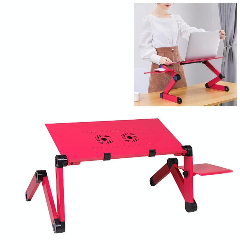 V562-R7633CP-202505262246-00 Foldable Laptop Stand with Dual Fans & Mouse Pad - 360 Degree Adjustable - Red - Image 1