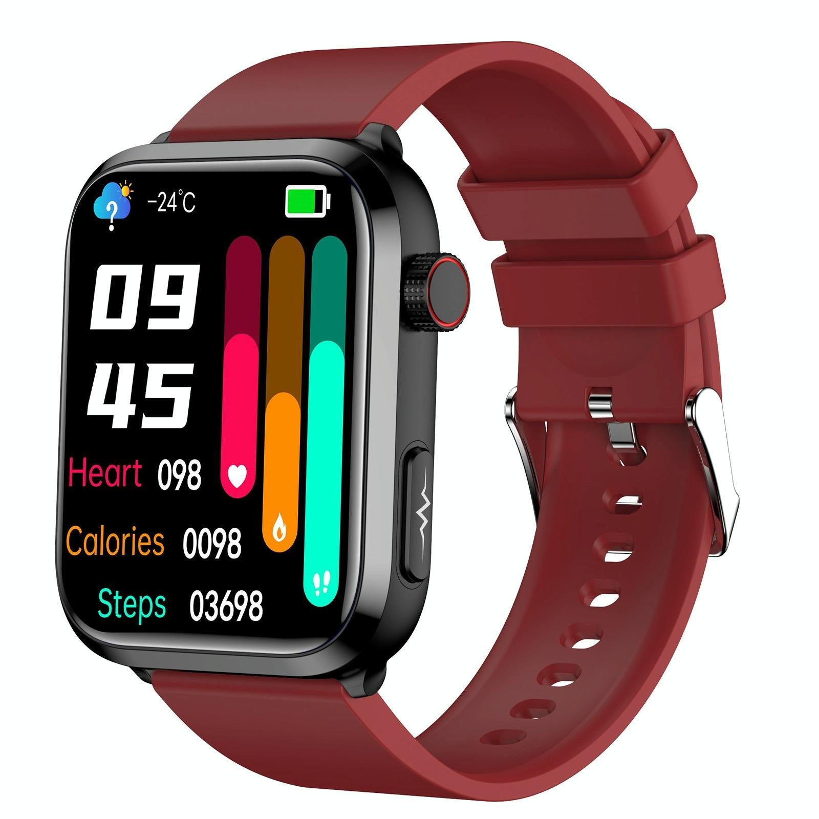 V562-R9678AC-202504251841-00 1.91 Inch Ips Screen Ip67 Waterproof Silicone Band Smart Watch Support Body Temperature Monitoring / Ecg - Red - Image 1