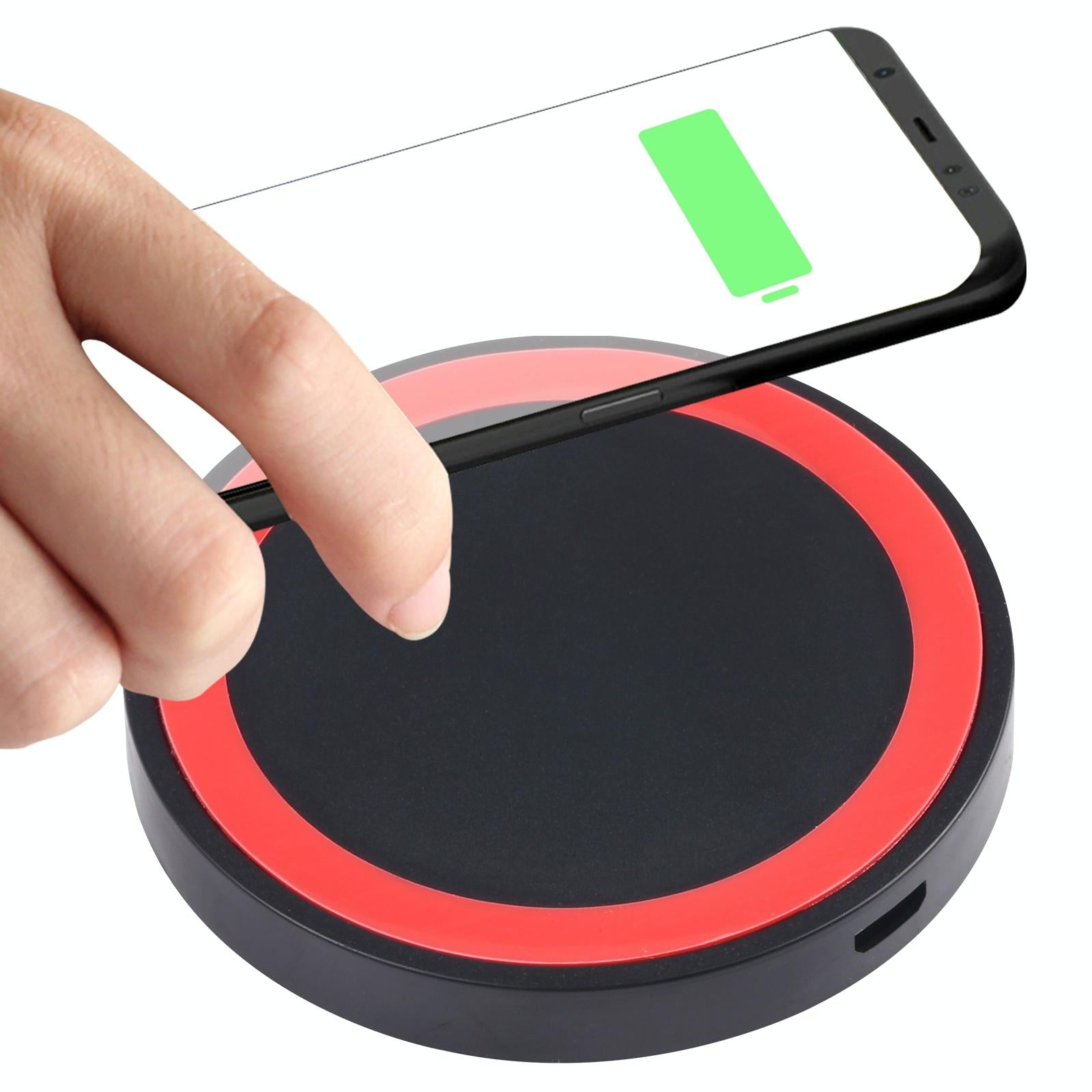 V562-R9983-SCS-S-202504211925-00 Universal 5W Round Wireless Charger - Black + Red - Image 1