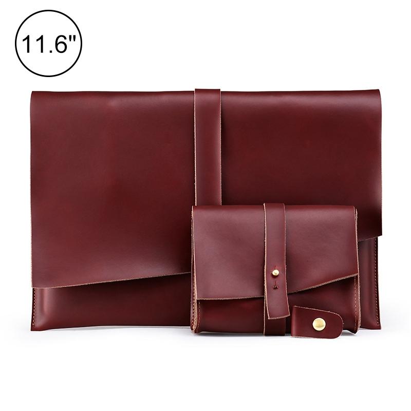 V562-RW0901BL-202504251822-00 Universal Leather Laptop Bag with Cable Winder for 11.6 Devices - Wine Red - Image 1