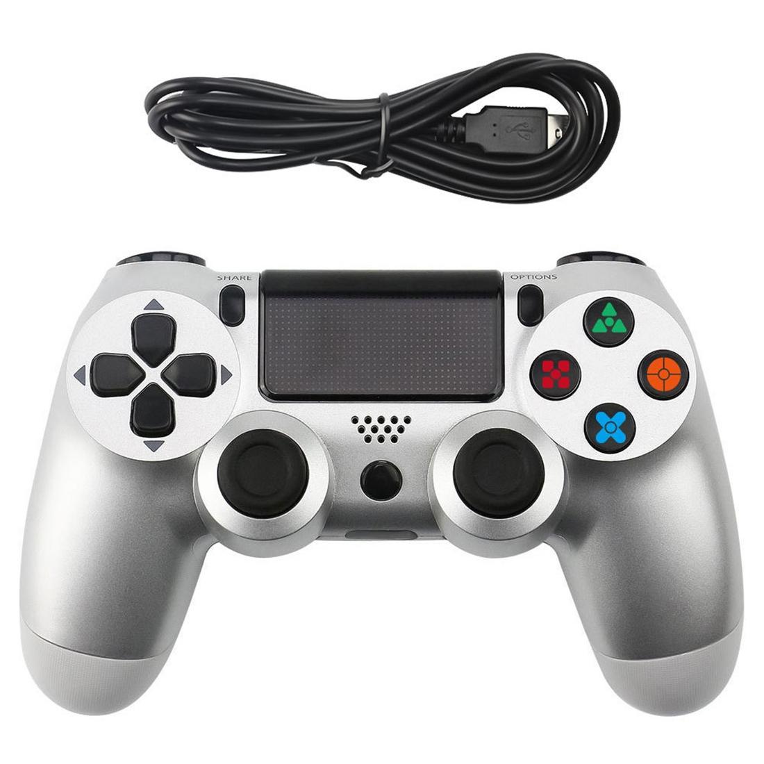 V562-S4701TN-202504181936-00 Ps4 Wired Gamepad Controller with Snowflake Buttons - Silver - Image 1