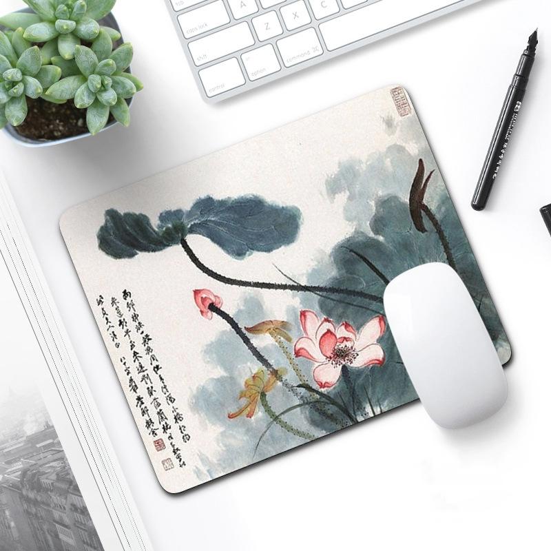 V562-U1000802750DBT-202505261233-00 6 Piece Non Slip Mouse Pad Set 21 X 26Cm Thick Rubber Anti Skid Durable - Ink Lotus - Image 1