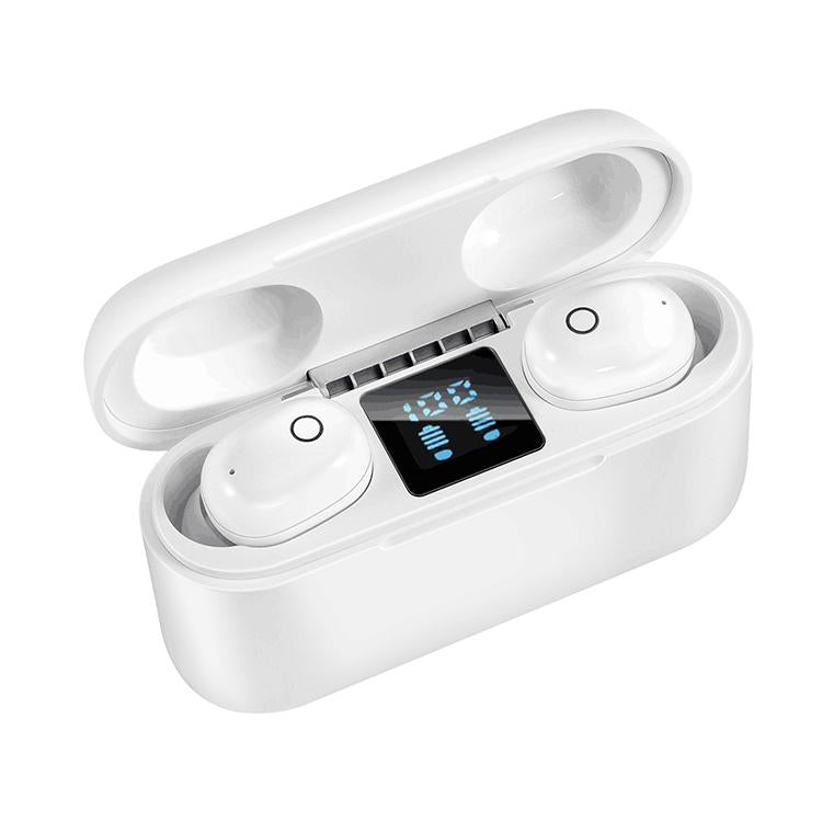 V562-W6681D6PI-202505231821-00 Wireless Bluetooth Headset with 2000mah Charging Case - Touch & Magnetic Charging - White - Image 1