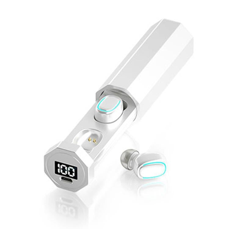 V562-W8446SAS-202502220257-00 True Wireless Bluetooth Earphones with Digital Display and Charging Box - White - Image 1