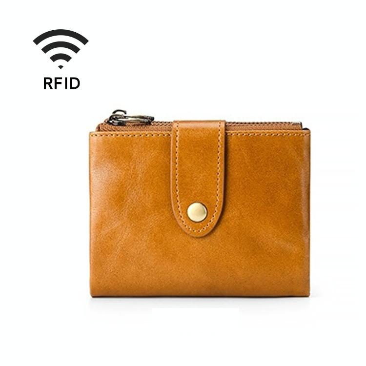 V562-Z2810BCC-202502241750-00 Leather Rfid Wallet with Dual Zippers - Brown - Image 1