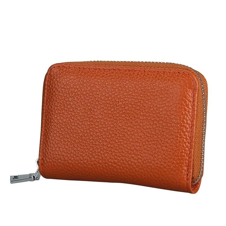 V562-Z9165BCC-202504021922-00 Anti-magnetic Rfid Leather Zip Wallet - Zipper Closure - Brown - Image 1