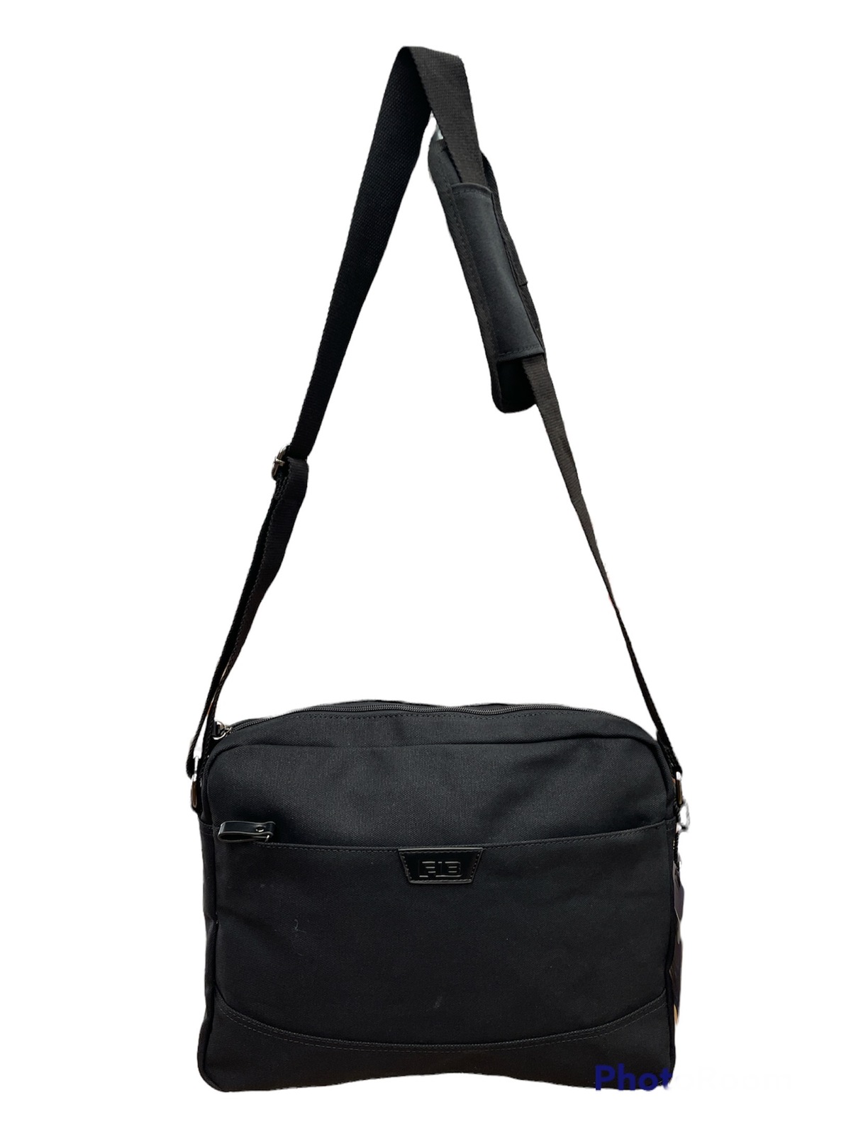 V563-00318C-BLACK-140573-00 FIB Byron Canvas Laptop Messenger Bag - Black, Adjustable Strap, Fits 13" Laptop - Image 1