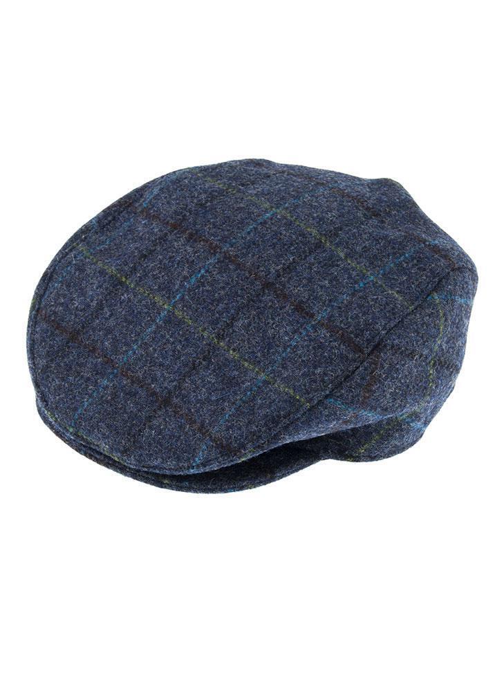 V563-1-3038-BLUE-L-174533-00 DENTS Abraham Moon Tweed Flat Cap Wool Ivy Hat Driving Cabbie Quilted 1-3038 - Blue - Large - Image 1
