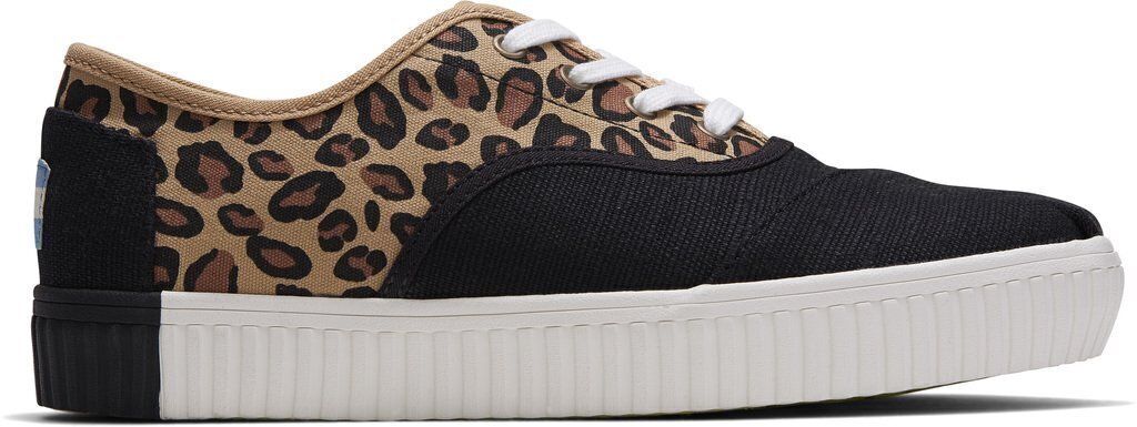 V563-10015280-LPC_W7-202505261845-00 TOMS Womens Casual Canvas Shoes Sneakers Flats Low Cut - Black/Leopard - US Women 7 - Image 1