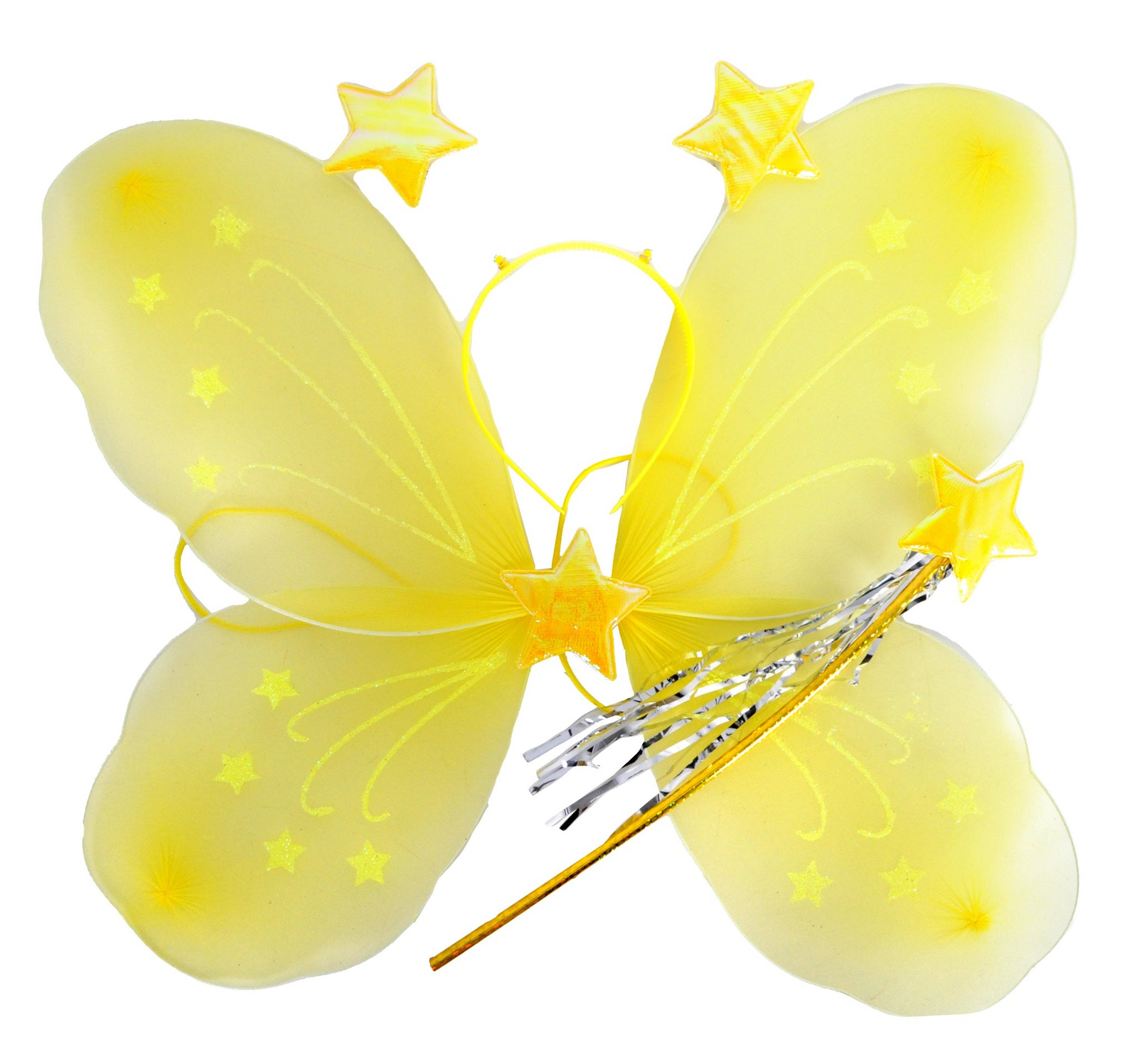 V563-10420-09-213044-00 Girls Kids Angel Fairy Butterfly Wing Fancy Princess Dress Up Party Costume Prop - Yellow - Image 1