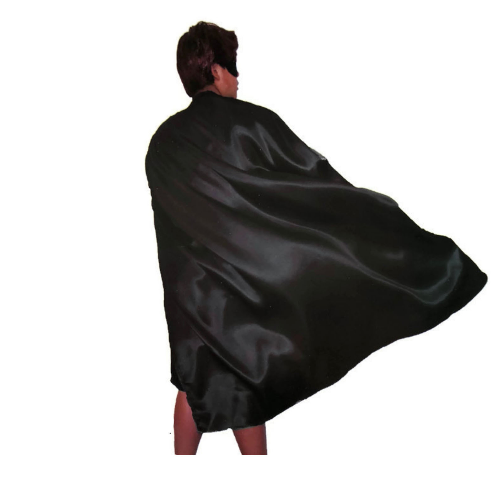 V563-12179-BLACK-202503052210-00 ADULT CAPE Costume Cloak Halloween Fancy Dress Coat Jacket Superhero Book Week - Black - Image 1