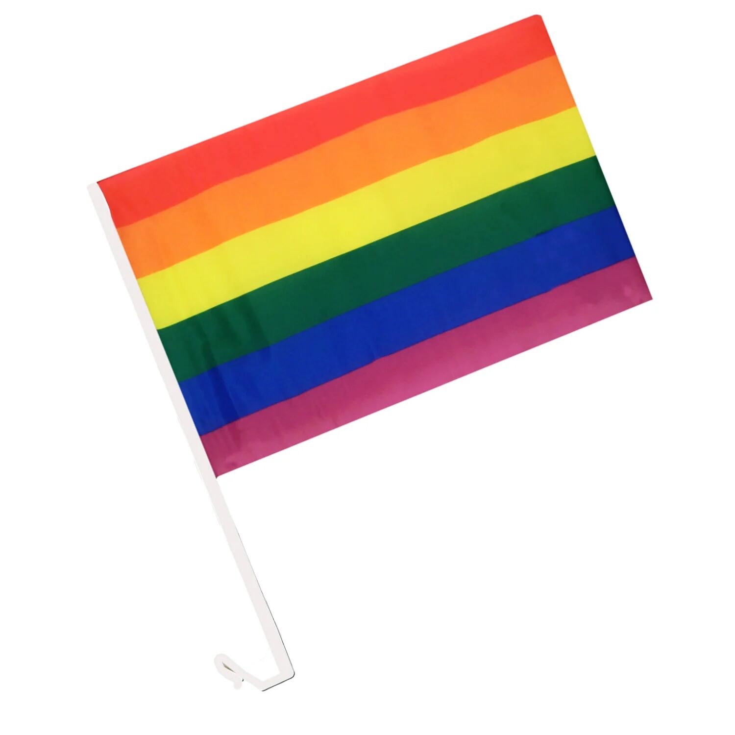 V563-13251-1PK-184818-00 RAINBOW CAR FLAG w Window Clip Flags Australia Day 30cm x 45cm LGBT Gay Pride - Image 1