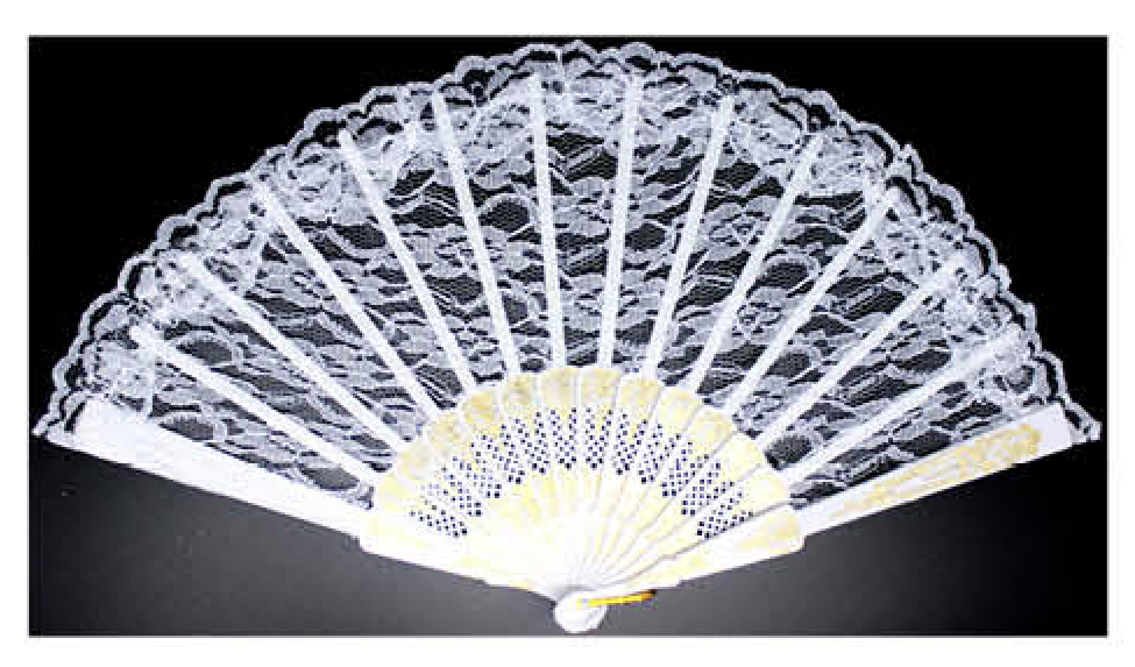 V563-13700-WHT-202503052140-00 LACE FAN Hand Folding Wedding Party Bridal Spanish Costume Accessory - White - Image 1