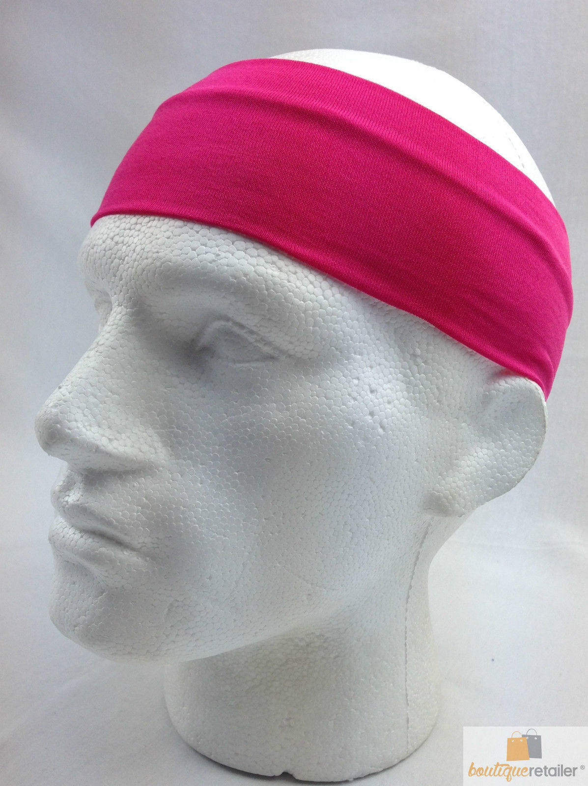 V563-14895-HTPNK-202502241630-00 PLAIN HEADBAND Elastic Stretch Sports Yoga Hair Band Unisex 8cm Wide Wrap - Hot Pink - Image 1