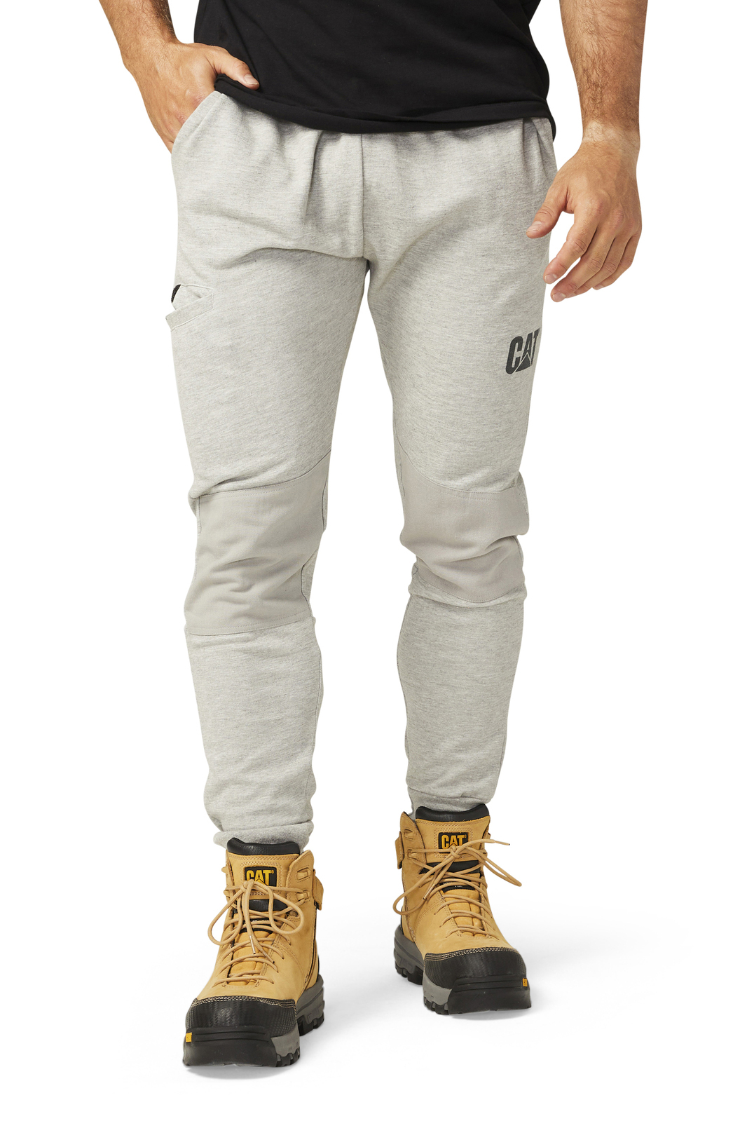 V563-1850026-GREY-S-140569-00 Caterpillar Track Pants Trackies Work Casual Gym Slim Fit w Hem Joggers - Grey - S - Image 1