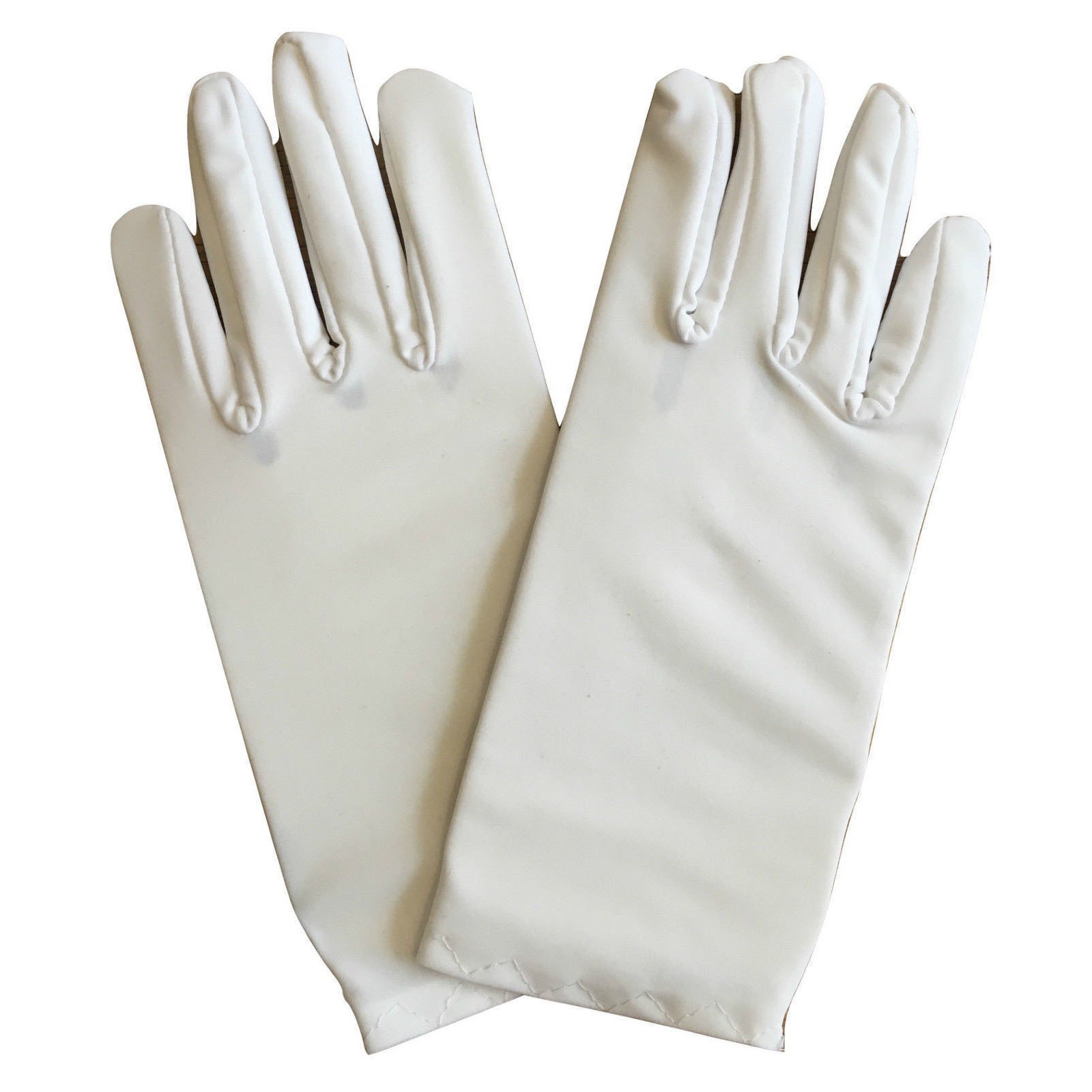 V563-18540-WHITE-184954-00 Ladies SHORT GLOVES Costume Party Wedding Bridal Fancy Dress Prom Stretchy - White - One Size - Image 1