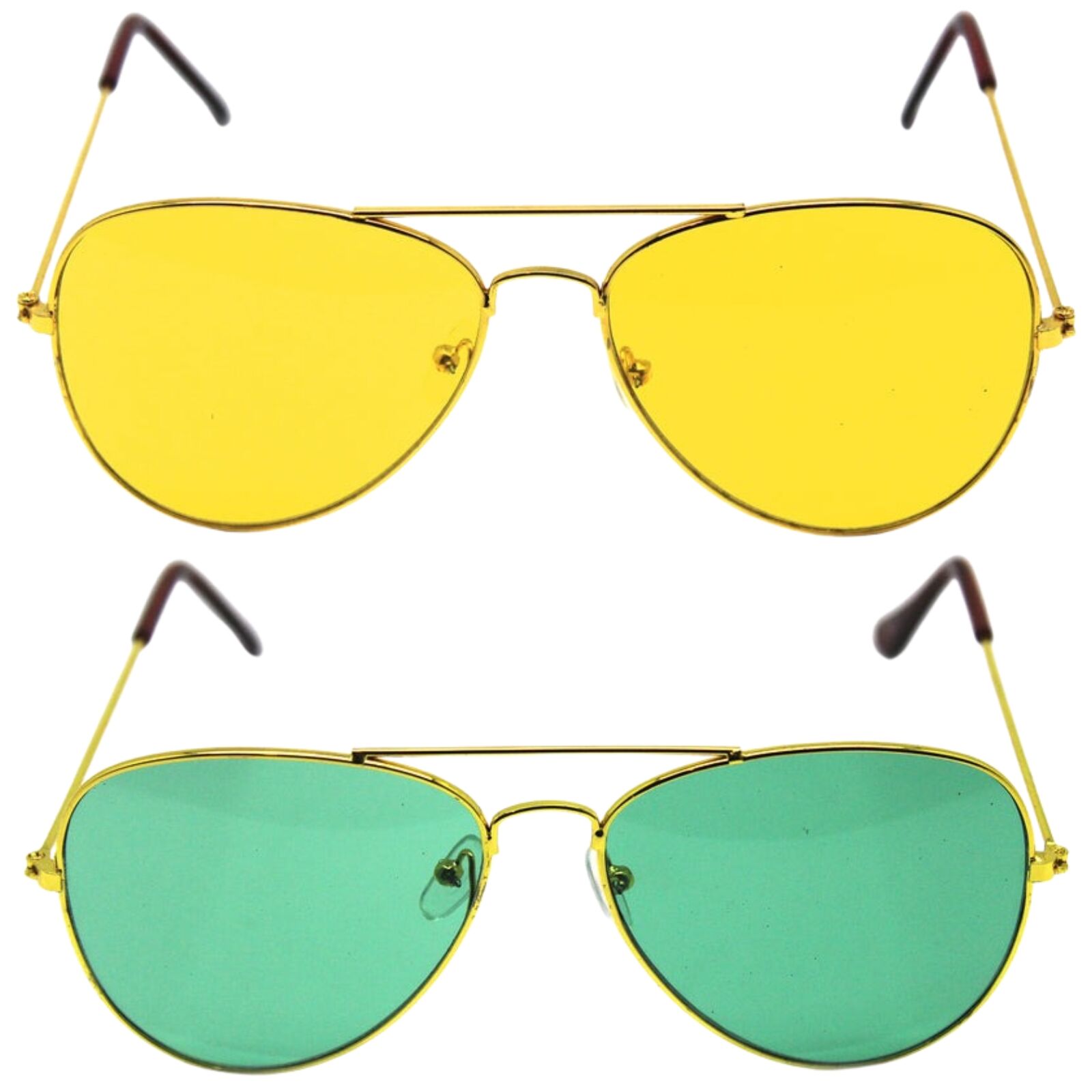 V563-20420-2X-202503030900-00 Green and Yellow Gold Aviator Party Glasses – Fun Novelty Set Australia Day - Image 1