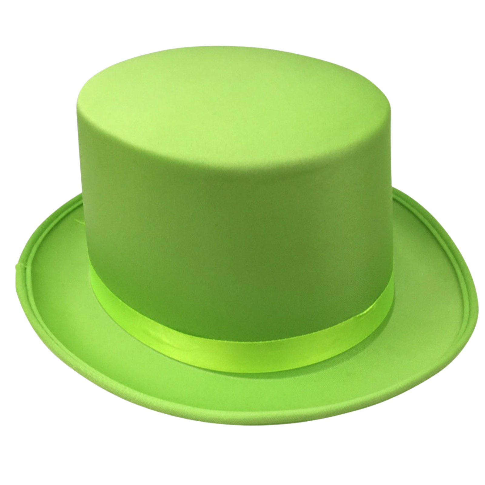 V563-21995-LTGRN-202503051530-00 SATIN TOP HAT Costume Party Cap Fancy Dress Trilby Fedora One Size - Light Green - Image 1
