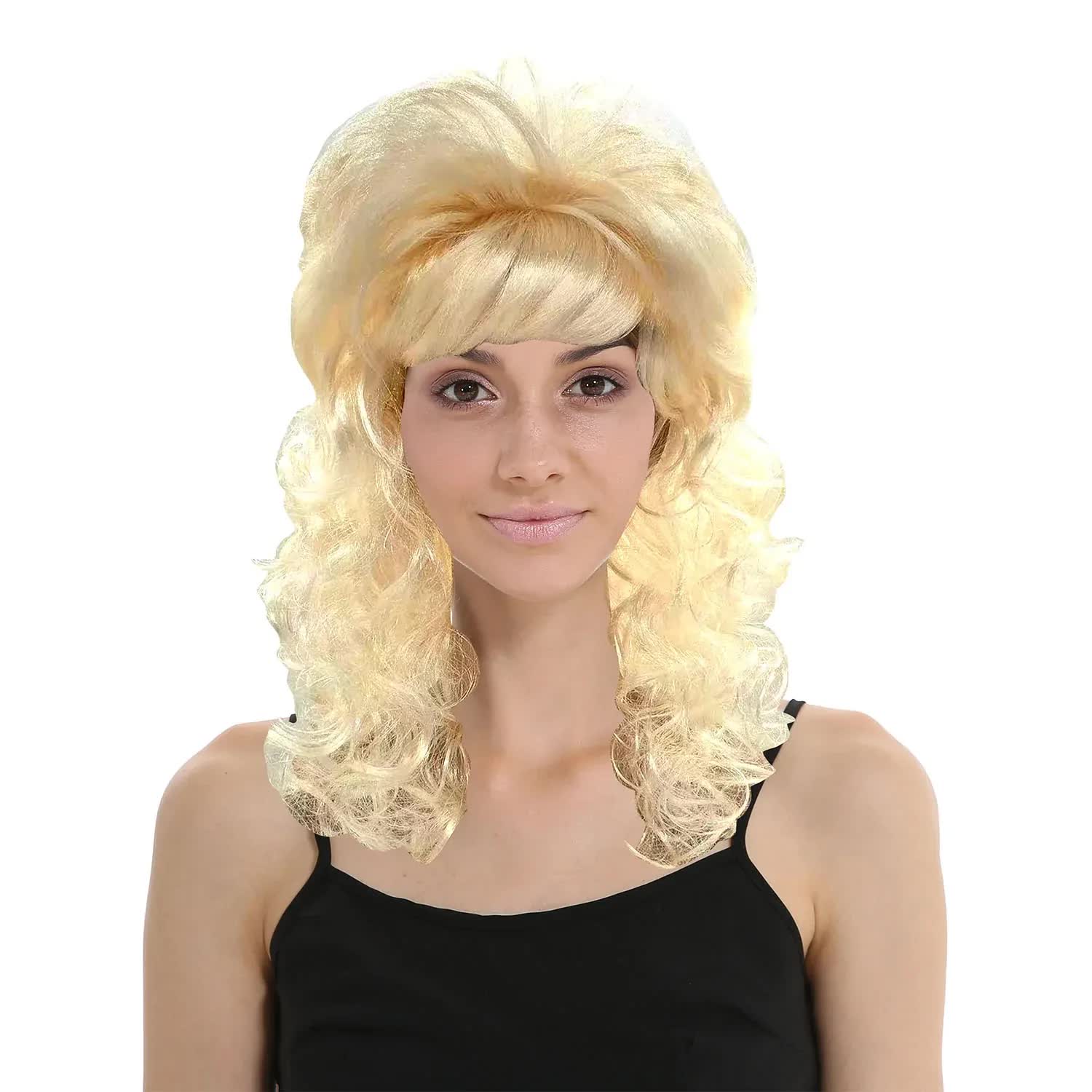 V563-22425-BLONDE-202504071436-00 RETRO WIG Curly Long Hair Disco Punk Rock Party Costume 60s 70s 22425 - Blonde - Image 1