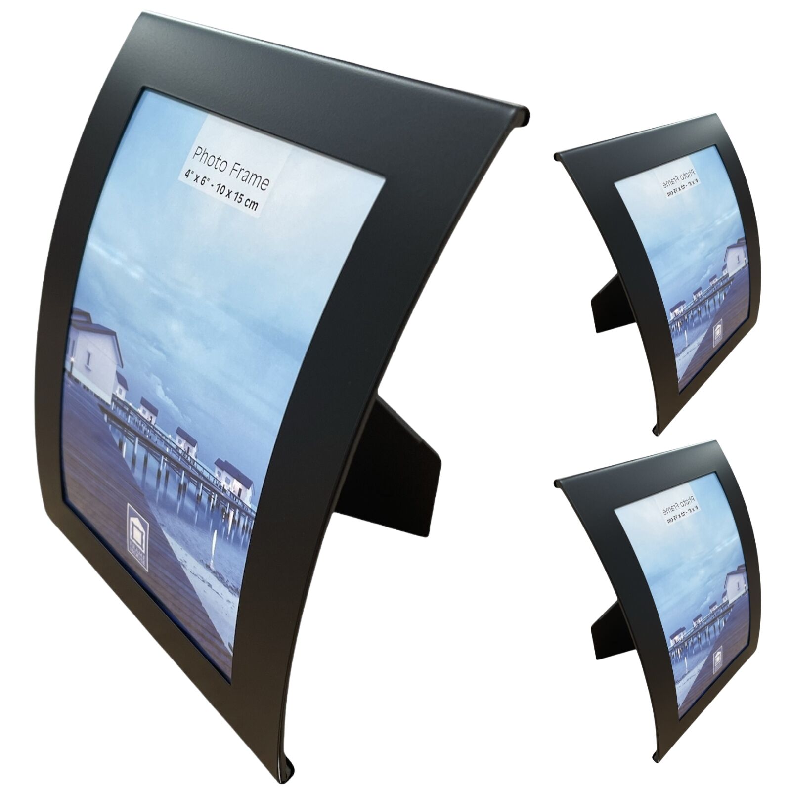 V563-31_771-3PCS-202507301809-00 3x Curve Picture Photo Frame Curved Aluminium Portrait 10cm x 15cm (4"x6") - Black - Image 1